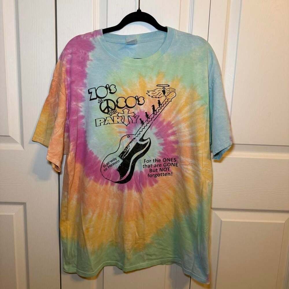 Port & Company 70's 80's Party Stairway to Heaven Tie-Dye Graphic T-Shirt XL